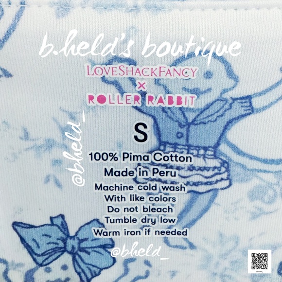 Roller Rabbit x LoveShackFancy Pastiche De Monkey Polo Pajamas in Blue Sz S NWT - Picture 9 of 14